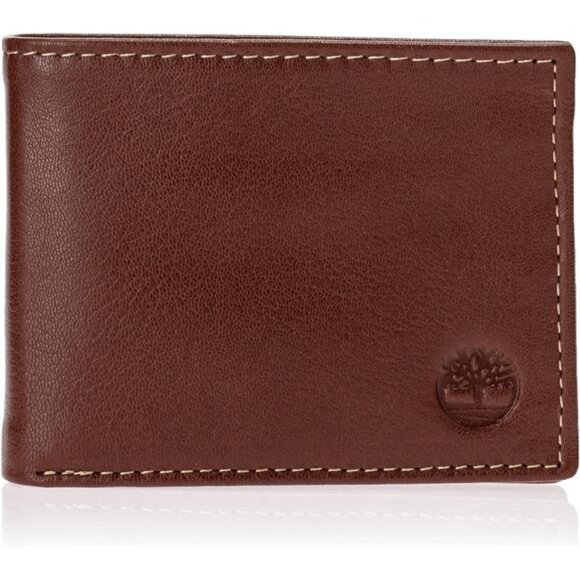 Men's Leather Trifold Wallet Camel Brown - Picture 1 of 6